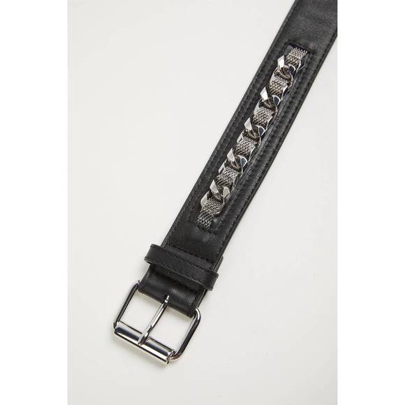 NEW THE KOOPLES leather belt with chain in black